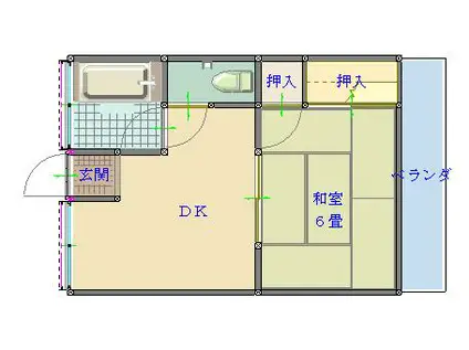 平和アパート(1DK/2階)の間取り写真