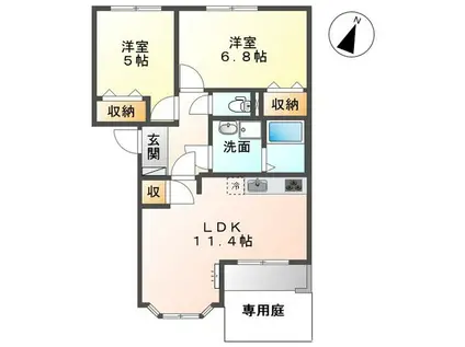 サンコート(2LDK/1階)の間取り写真