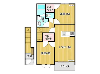 メゾン永田原(2LDK/2階)の間取り写真