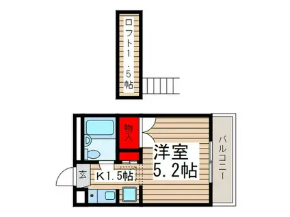 オネスティ津田沼壱番館(1K/2階)の間取り写真