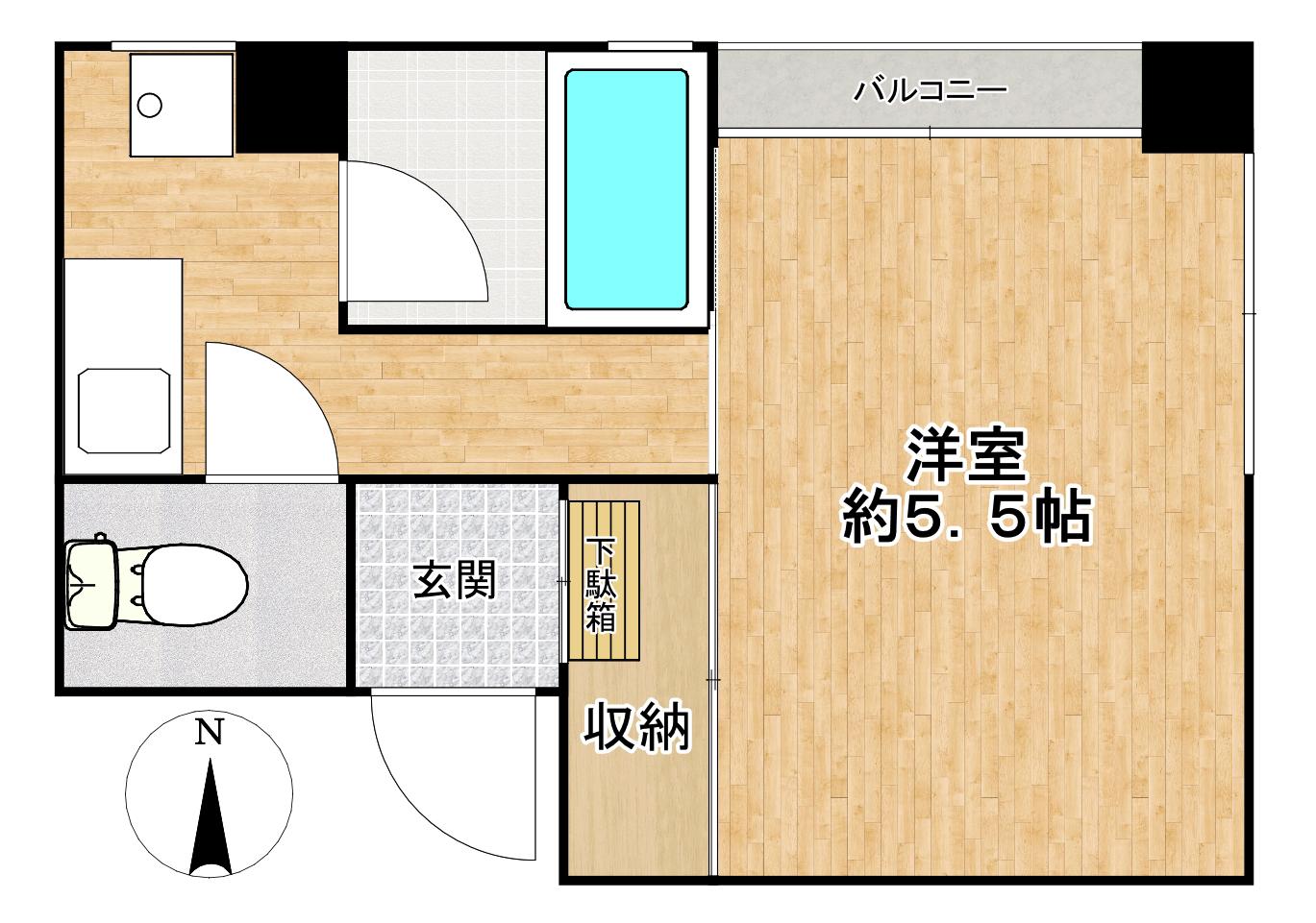 片岡ビル(1K/2階)の間取り写真