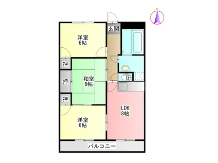 メゾン水主町(3DK/4階)の間取り写真