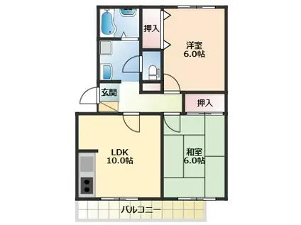 マンションニューハマ3A(2LDK/3階)の間取り写真