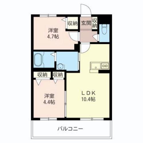 ル・コンセルト(2LDK/2階)の間取り写真