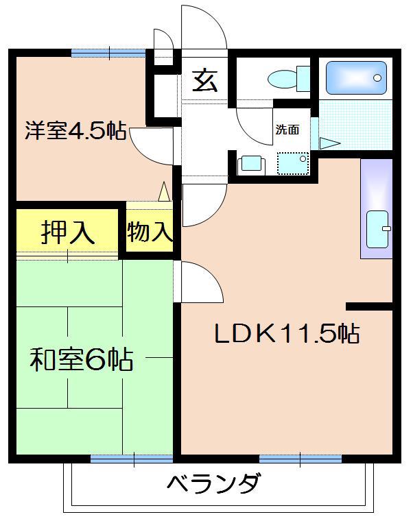 ウインディア南沢3(2LDK/2階)の間取り写真