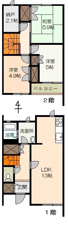 グンゼ綾中(3SLDK/1階)の間取り写真