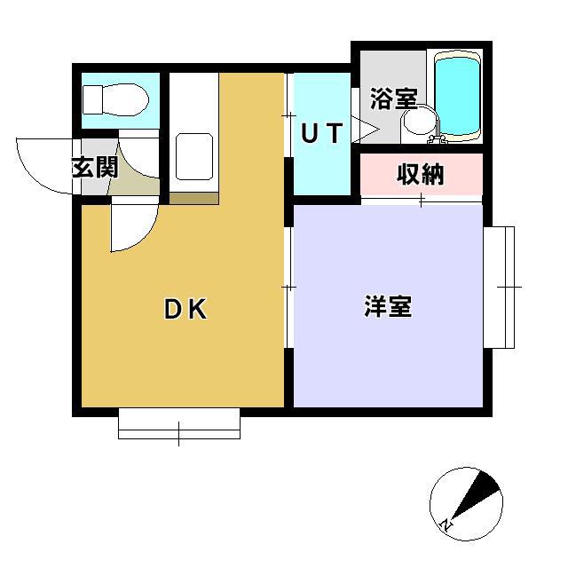 ビブレ学園前(1DK/3階)の間取り写真
