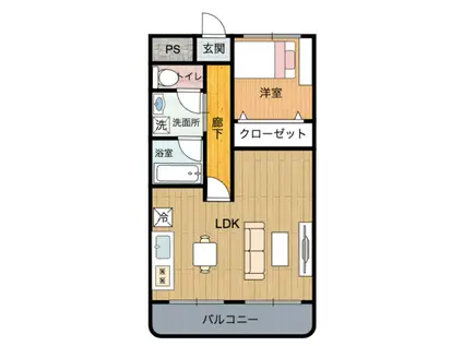 パークサイドレジデンス(1LDK/3階)の間取り写真