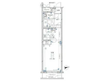 品川大井町スカイレジテル(ワンルーム/1階)の間取り写真