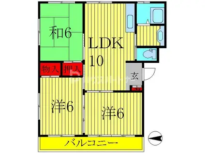 第3関東マンション(3LDK/4階)の間取り写真