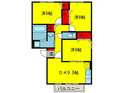 コートダジュール(3DK/3階)の間取り写真