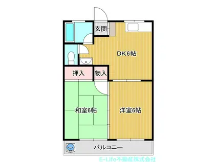 秋津ハイツ(2DK/3階)の間取り写真