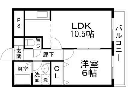 プチフルール千(1LDK/4階)の間取り写真