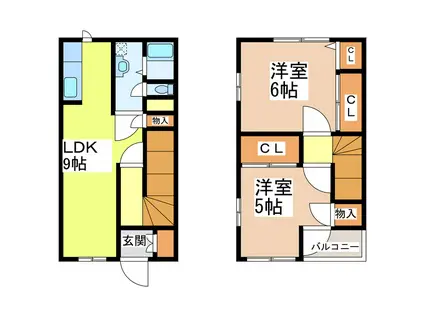 クインズランドファーストB(2LDK/1階)の間取り写真