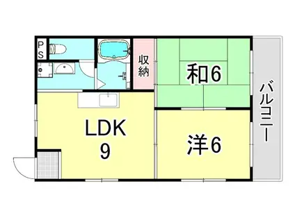 ホーク武庫之荘(2LDK/4階)の間取り写真