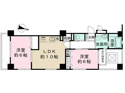 コンフォートタカシマ(2LDK/5階)の間取り写真