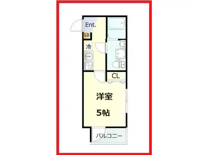 ルノン平井イースト(1K/1階)の間取り写真