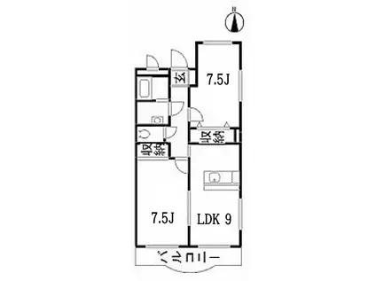 プリーマ(2LDK/3階)の間取り写真