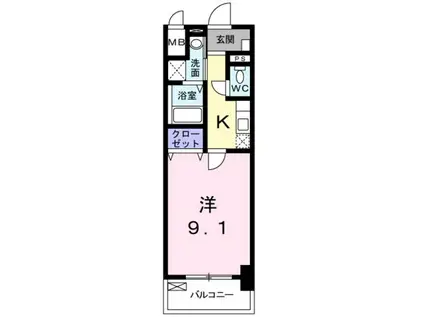 カーサ・フィオーレ中広通(1K/4階)の間取り写真