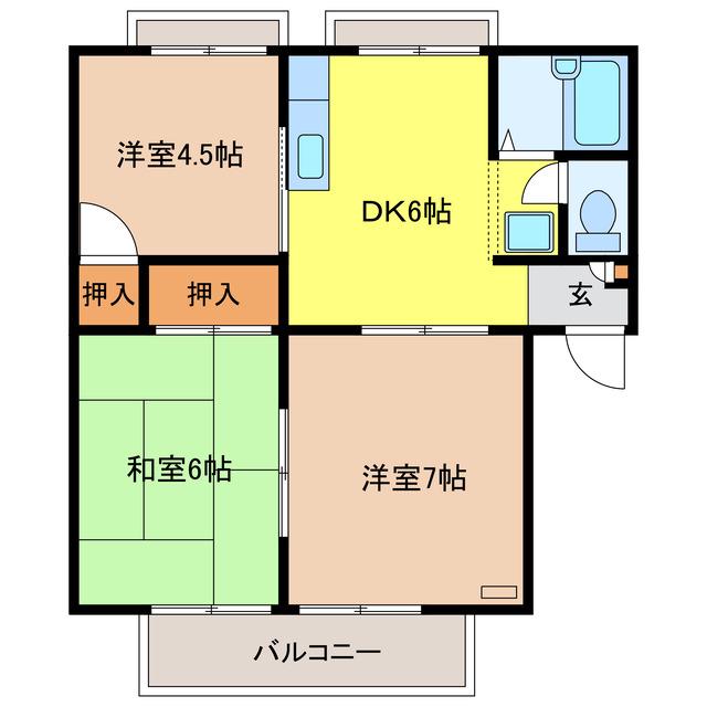 セラミックハウスBEE(3DK/1階)の間取り写真