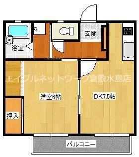 ノーヴァ新倉敷(1DK/1階)の間取り写真