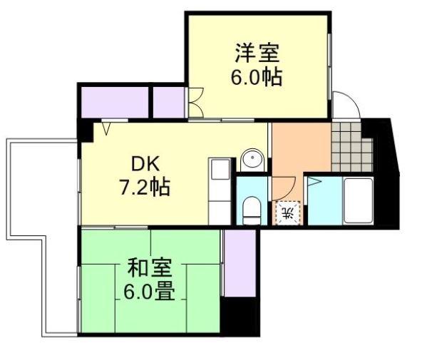 ガーディニア倉敷(2DK/3階)の間取り写真