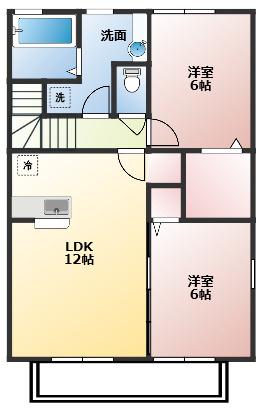 カリーナ(2LDK/2階)の間取り写真