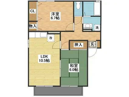 ロイヤルガーデン白岩C(2LDK/2階)の間取り写真