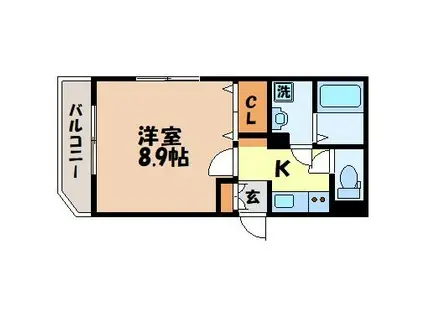 グリーンコート樺島(1K/6階)の間取り写真