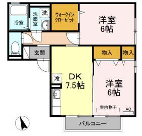 ミルキーウェイ(2DK/2階)の間取り写真