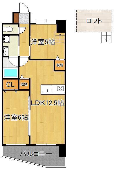 フェリーチェ中井けやき通(2LDK/6階)の間取り写真