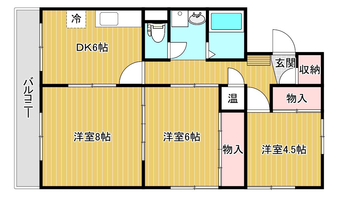 桜ケ丘ハイツ(3DK/2階)の間取り写真