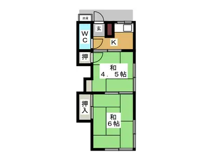 富岡荘(2K/1階)の間取り写真