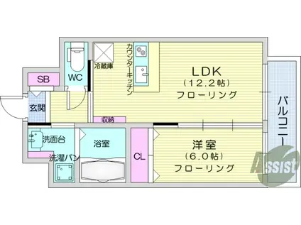 パルメゾン長町(1LDK/10階)の間取り写真