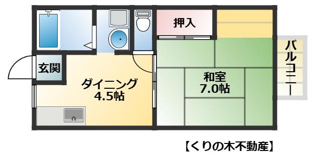 ルミウス阿方(1DK/1階)の間取り写真