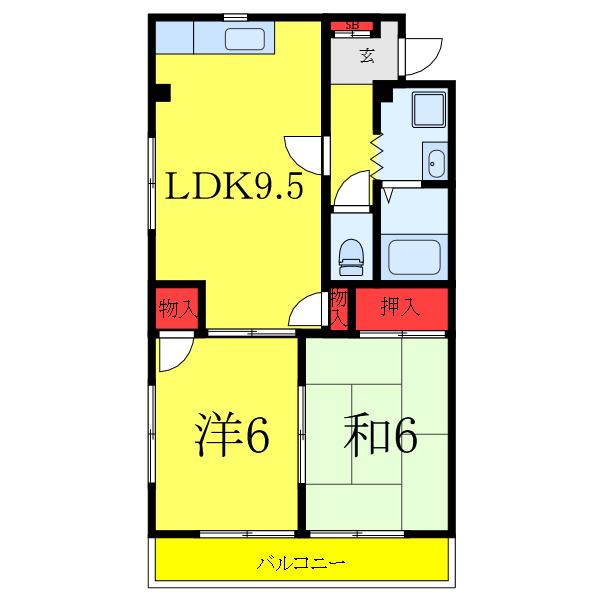 木村ビル(2LDK/3階)の間取り写真