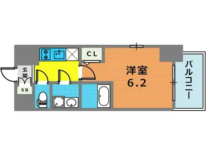 エスリード神戸ラ・コスタ(1K/7階)の間取り写真