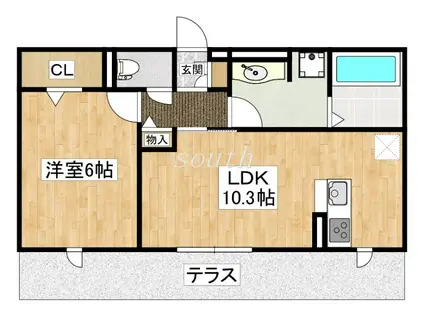 ブールドネージュ(1LDK/1階)の間取り写真