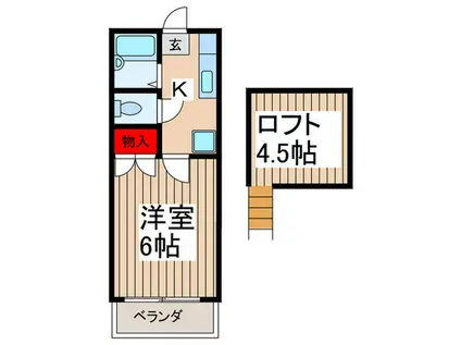 シャルムFIII(1K/2階)の間取り写真