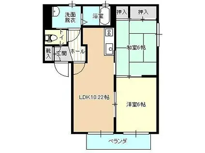 ヌーヴェルシゲミツB(2LDK/2階)の間取り写真