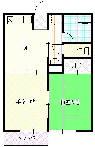 第1柳沢ハイツ(1LDK/1階)の間取り写真