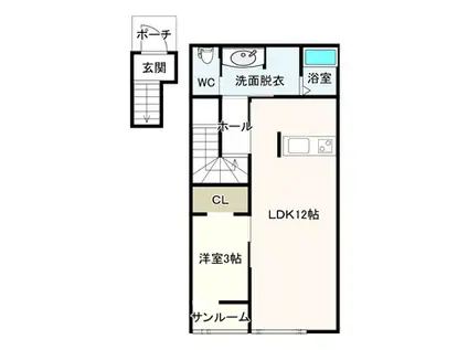 コンフォート北城町(1LDK/2階)の間取り写真