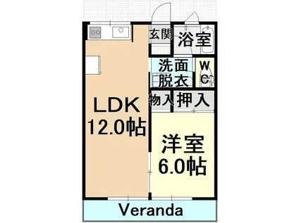 シティーハイムシャポー(1LDK/2階)の間取り写真