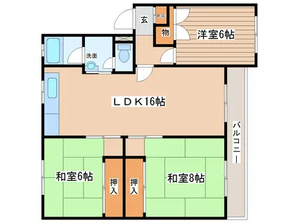 クレスト高松2番館(3LDK/1階)の間取り写真