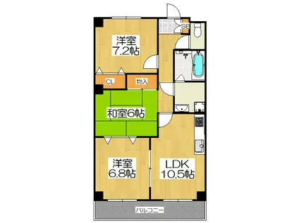 ヴェルデ藤尾 2番館(3LDK/4階)の間取り写真