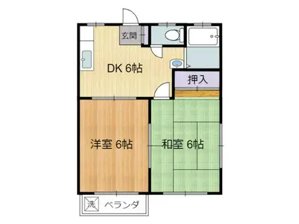 和恒ハイツ(2DK/2階)の間取り写真
