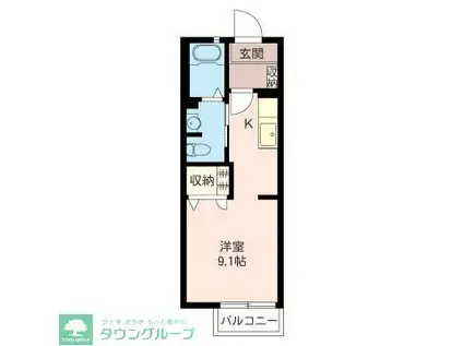 セントラルパイン長谷(ワンルーム/1階)の間取り写真