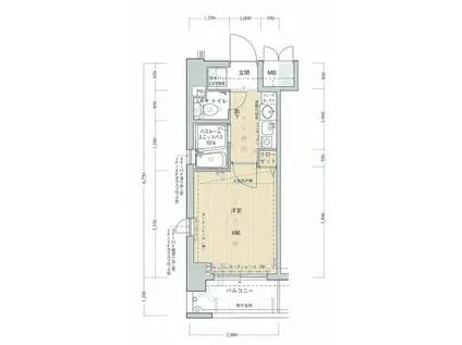 エステムコート梅田・リトリーヴ(1K/11階)の間取り写真