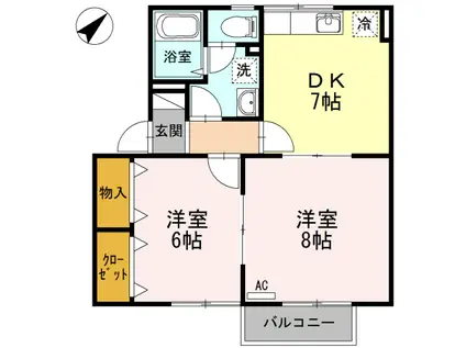 ベル パレス(2DK/2階)の間取り写真