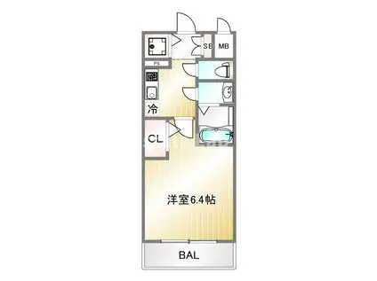 エスリード神戸兵庫駅アクアヴィラ(1K/3階)の間取り写真